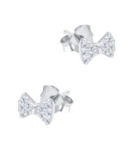 Lovely Bow Shaped CZ Silver Stud Earring STS-6430